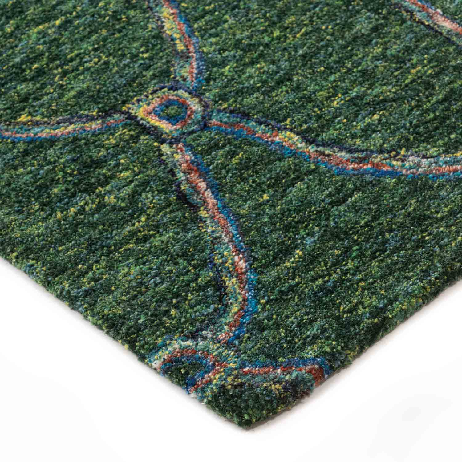 Giusta Peacock Colour Hand Tufted Woollen Rug By Mariella Ienna - Cotton - Hand Tufted - Ajaypee Carpets (Thumbnail 3)