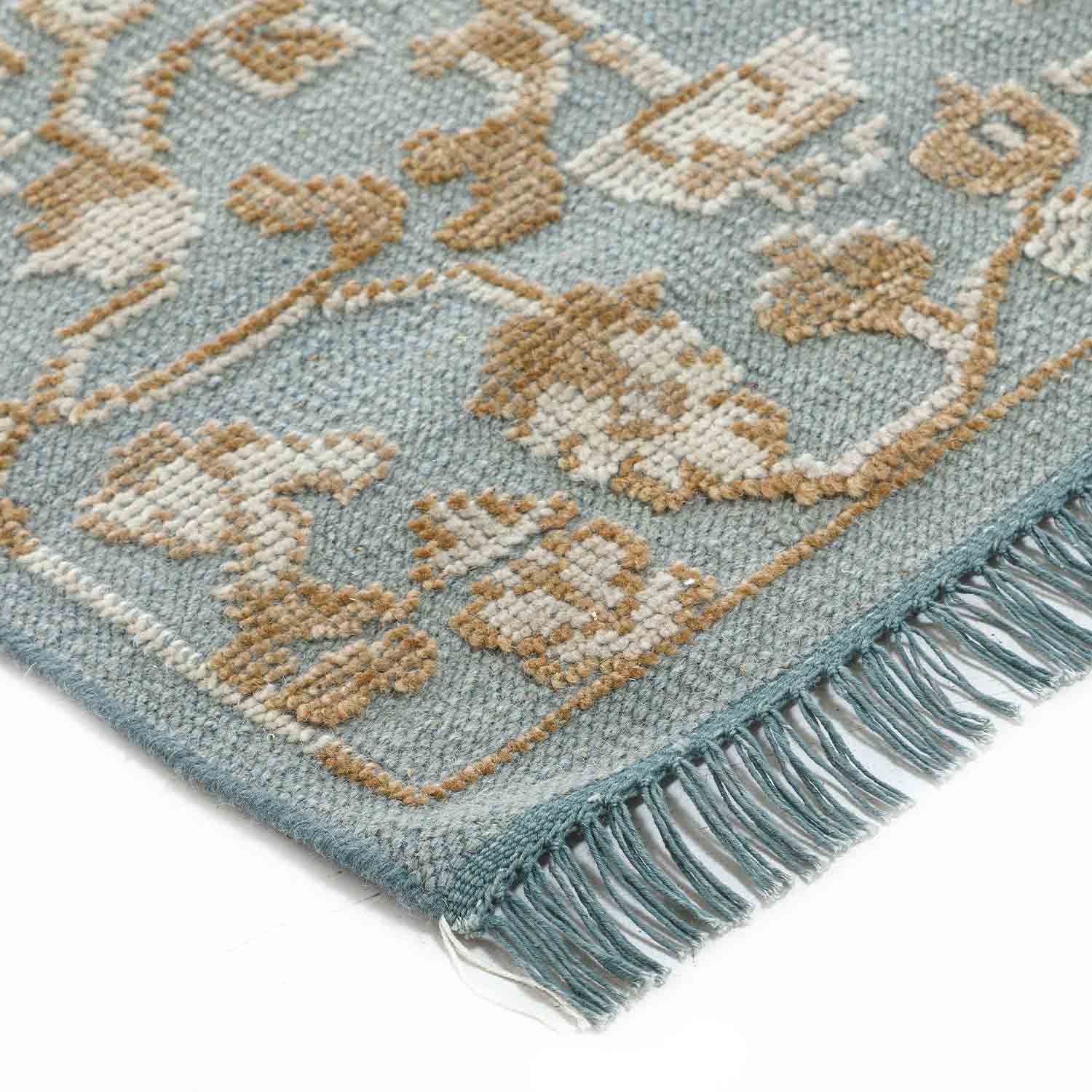 Houston Hand Knotted Woollen Rug - Cotton - Hand Knotted - Ajaypee Carpets (Detail)