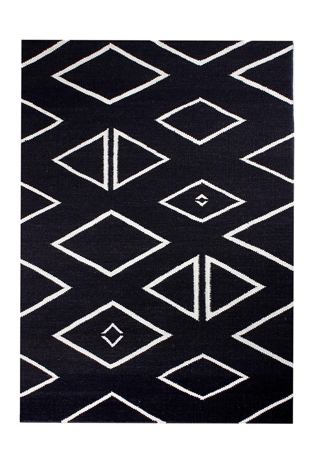 Wool Hand Woven Dhurry Vera - Cotton - Flatweave - Ajaypee Carpets (Thumbnail 4)