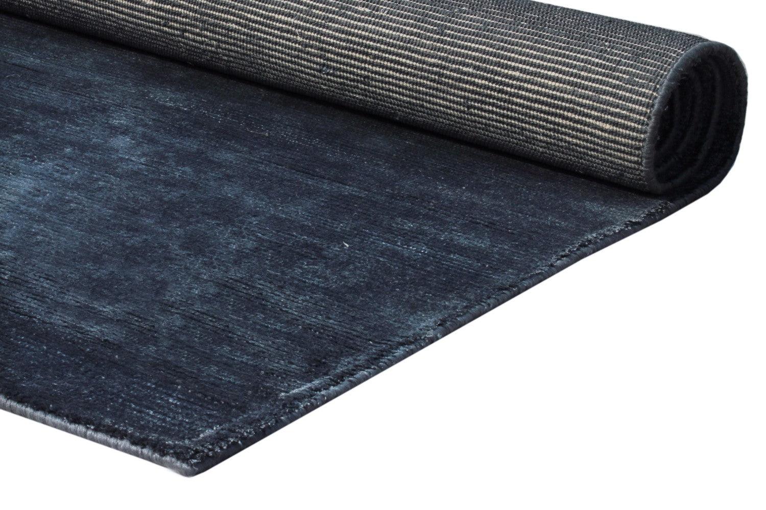 Viscose HandKnotted Carpet  Parallel Wrap Prince Blue - Cotton - Hand Knotted - Ajaypee Carpets (Thumbnail 2)