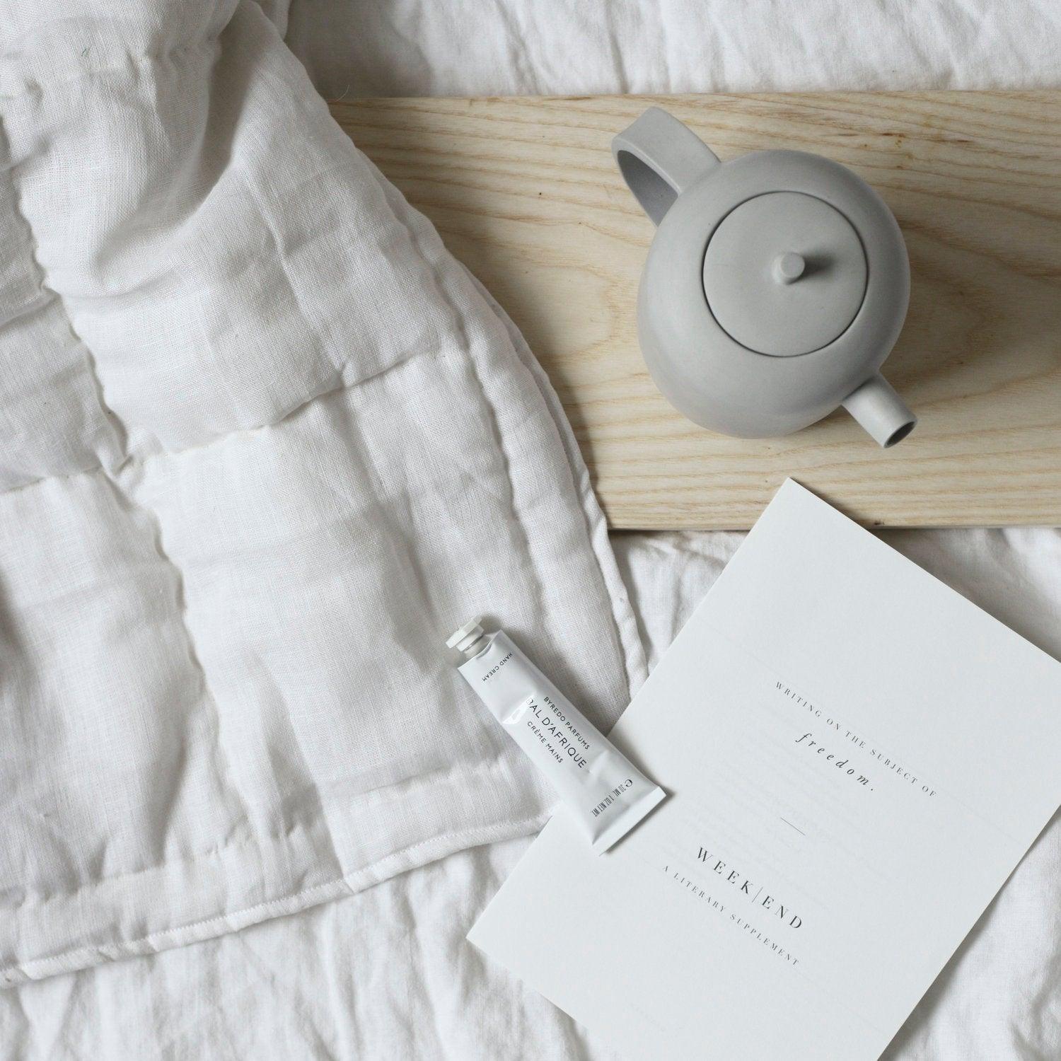 White Linen Bedspread - Cotton - Hand Woven - Ajaypee Carpets (Thumbnail 3)