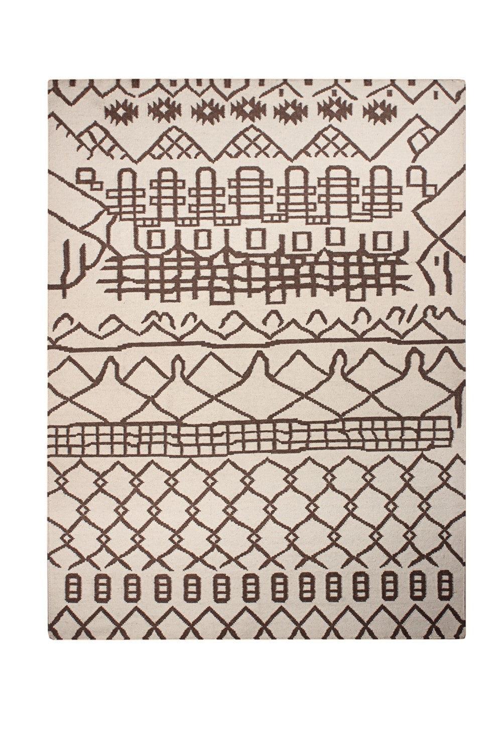 Wool Handwoven Dhurry-Beiuf - Cotton - Flatweave - Ajaypee Carpets (Thumbnail 3)