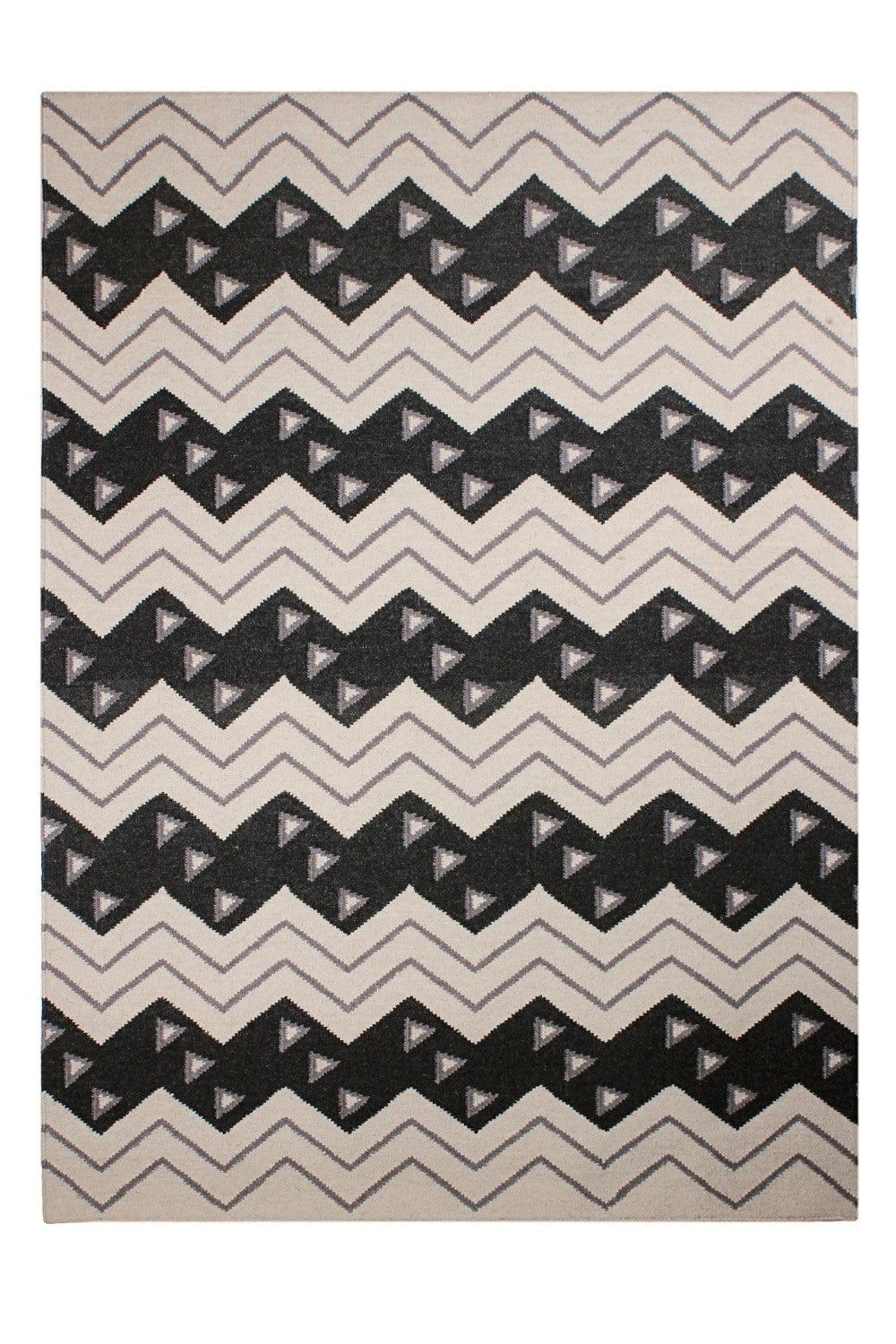Wool HandWoven Dhurry-Wolin - Cotton - Flatweave - Ajaypee Carpets (Thumbnail 3)