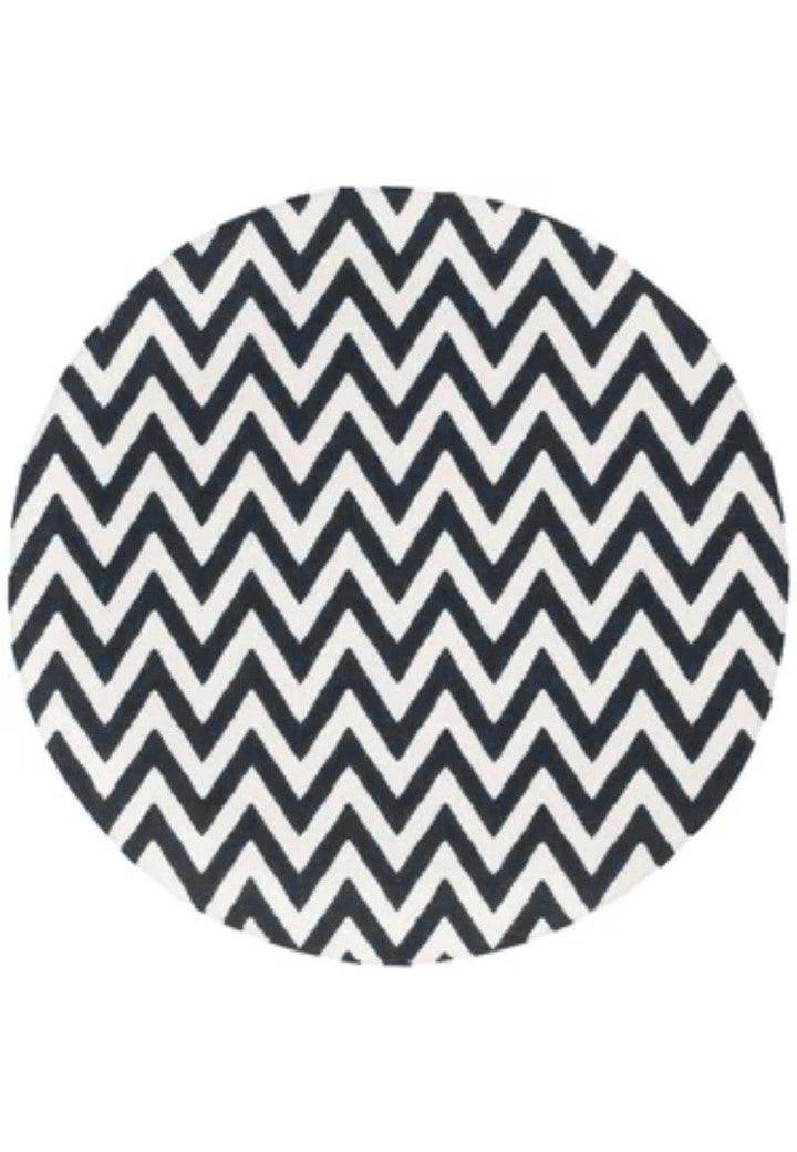 Wool Handwoven Dhurry Round Chevron - Cotton - Hand Woven - Ajaypee Carpets (View 1)