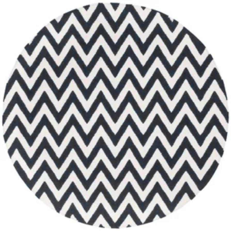 Wool Handwoven Dhurry Round Chevron - Cotton - Hand Woven - Ajaypee Carpets (Thumbnail 3)