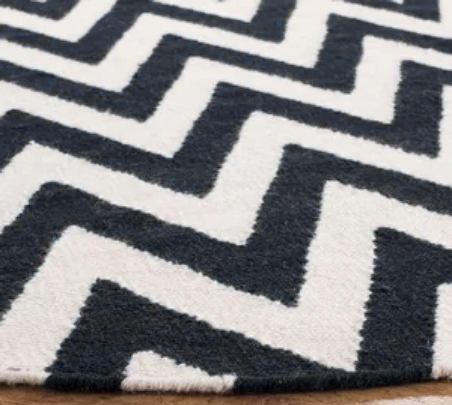 Wool Handwoven Dhurry Round Chevron - Cotton - Hand Woven - Ajaypee Carpets (Thumbnail 6)