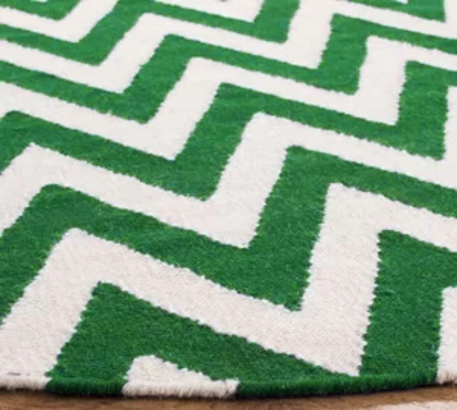 Wool Handwoven Dhurry Round Chevron - Cotton - Hand Woven - Ajaypee Carpets (Thumbnail 7)