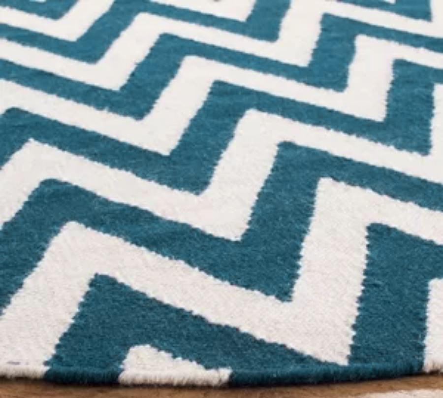 Wool Handwoven Dhurry Round Chevron - Cotton - Hand Woven - Ajaypee Carpets (Thumbnail 9)