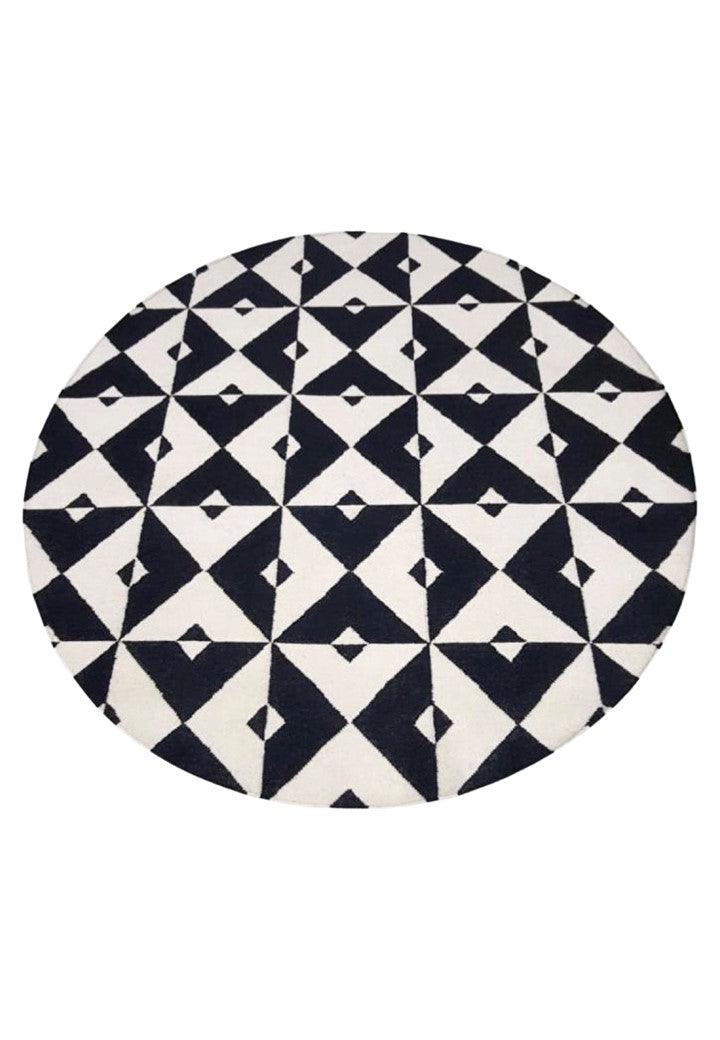 Wool Handwoven Dhurry Round Star - Cotton - Hand Woven - Ajaypee Carpets (View 1)