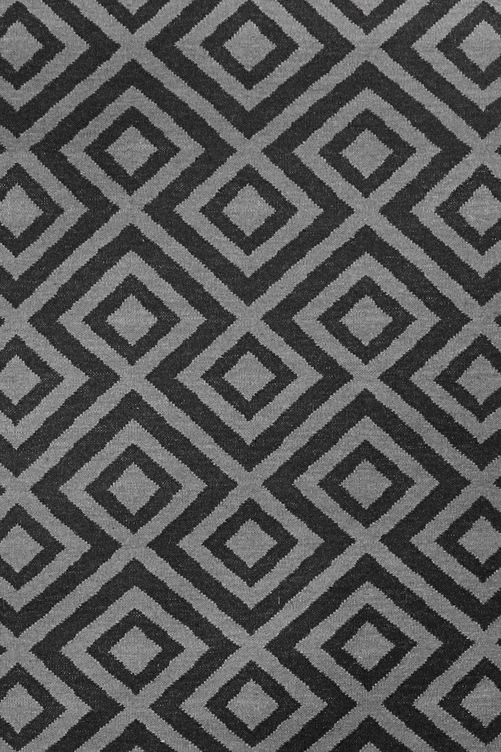 Wool HandWoven Dhurry Strink Grey - Cotton - Flatweave - Ajaypee Carpets (Thumbnail 6)