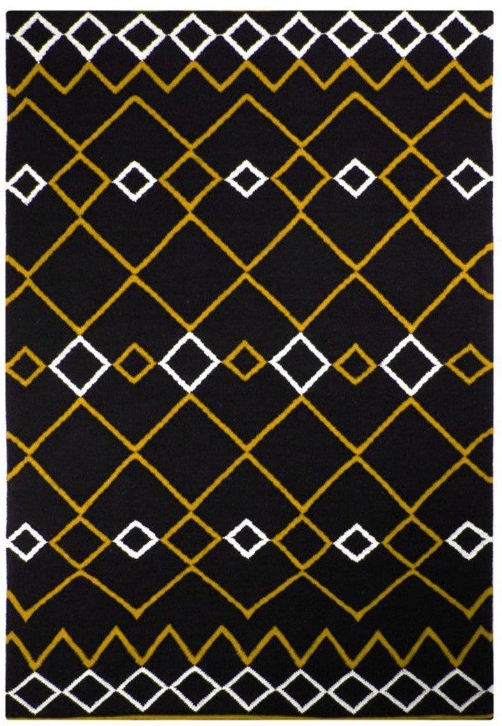 Wool Handwoven Rug Vera Yellow – Cotton Flatweave handmade carpet by Ajaypee Carpets