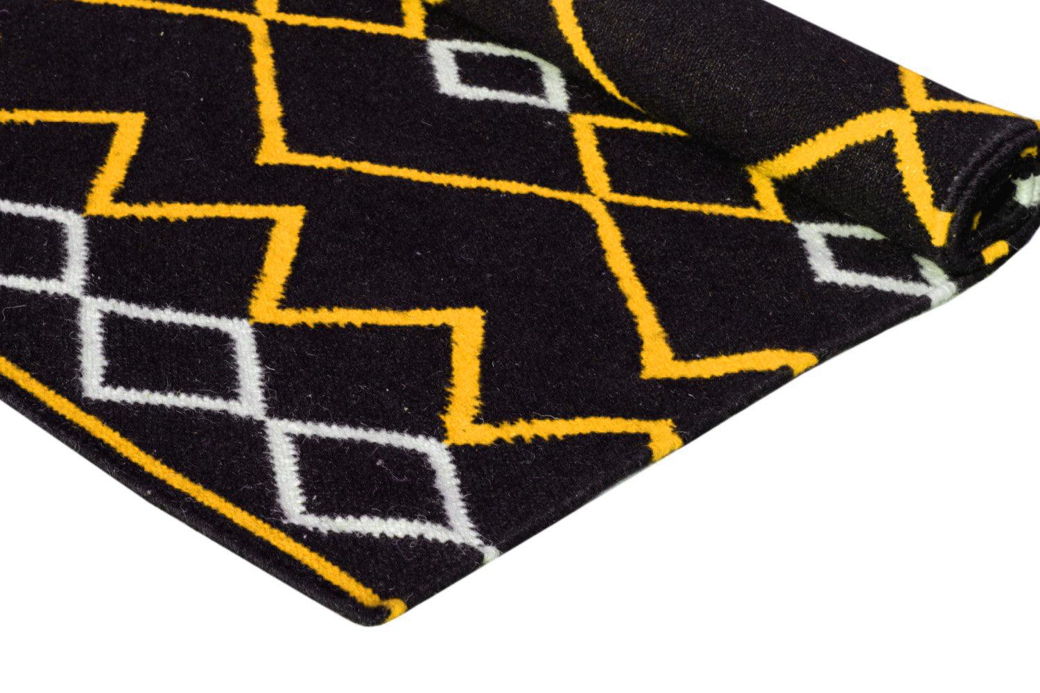 Wool Handwoven Rug Vera Yellow - Cotton - Flatweave - Ajaypee Carpets (Thumbnail 2)