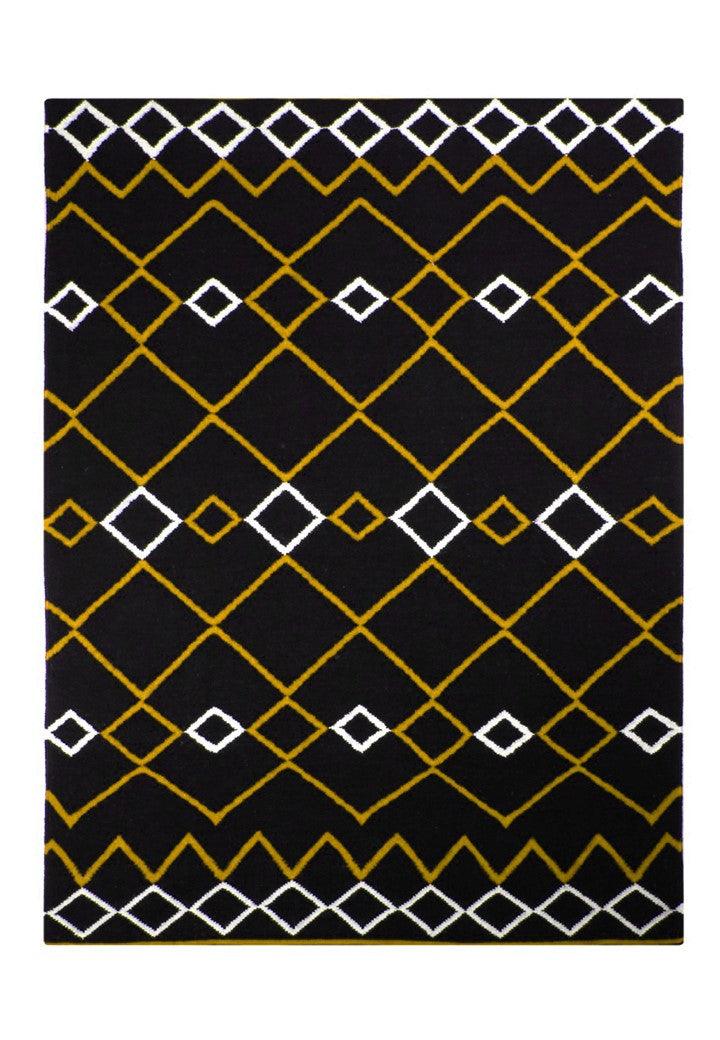 Wool Handwoven Rug Vera Yellow - Cotton - Flatweave - Ajaypee Carpets (Thumbnail 3)