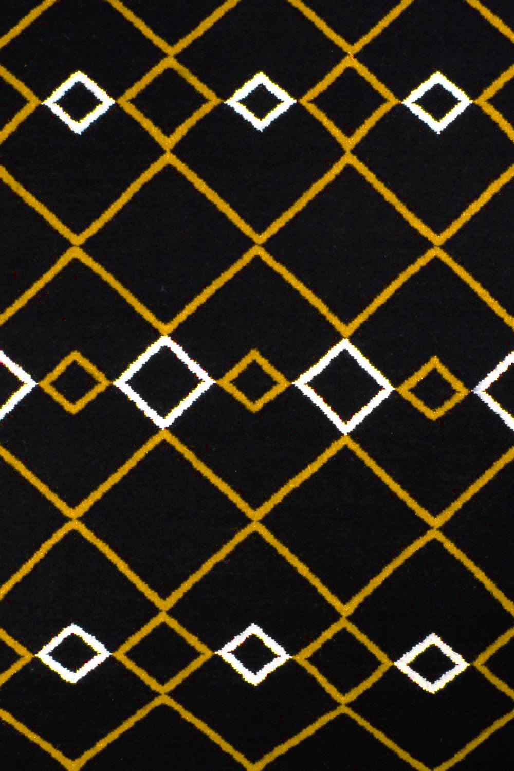Wool Handwoven Rug Vera Yellow - Cotton - Flatweave - Ajaypee Carpets (Thumbnail 5)