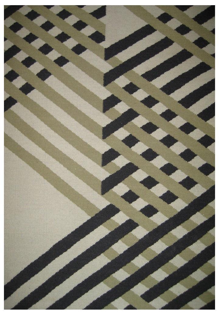 Woolen HandWoven Dhurry-Pyramid Stripes – Cotton Flatweave handmade carpet by Ajaypee Carpets