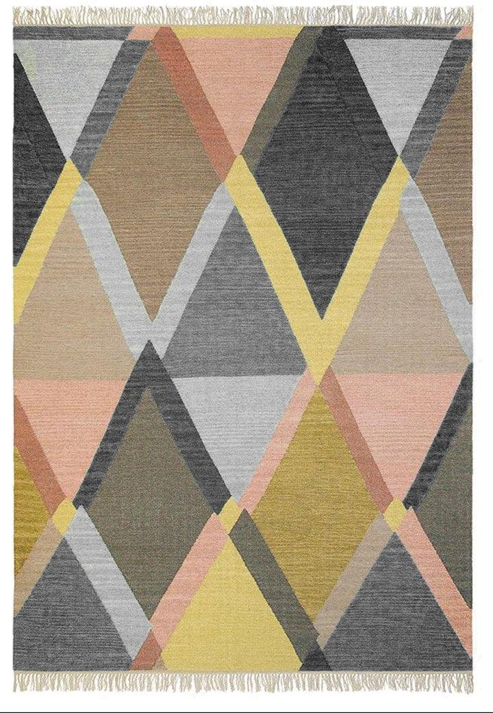 Woolen Hand Dhurry: Multi Diamond – Cotton Flatweave handmade carpet by Ajaypee Carpets
