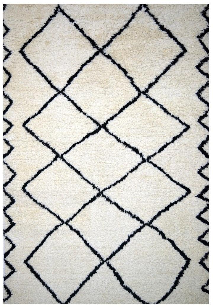 Wool HandKnotted Carpet Moroccan Diamond Zig Zag – Cotton Hand Knotted handmade carpet by Ajaypee Carpets