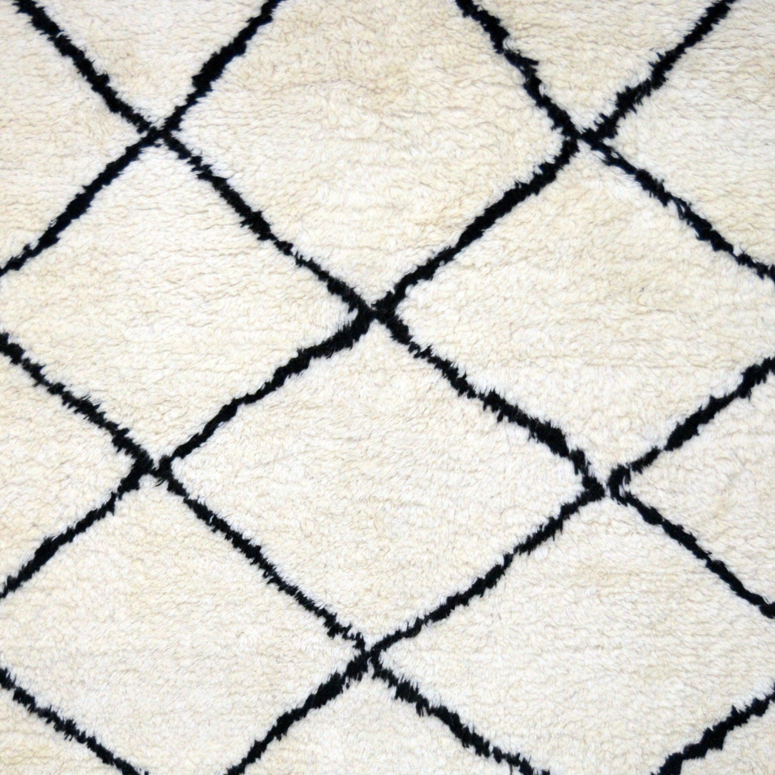 Wool HandKnotted Carpet Moroccan Diamond Zig Zag - Cotton - Hand Knotted - Ajaypee Carpets (Thumbnail 2)