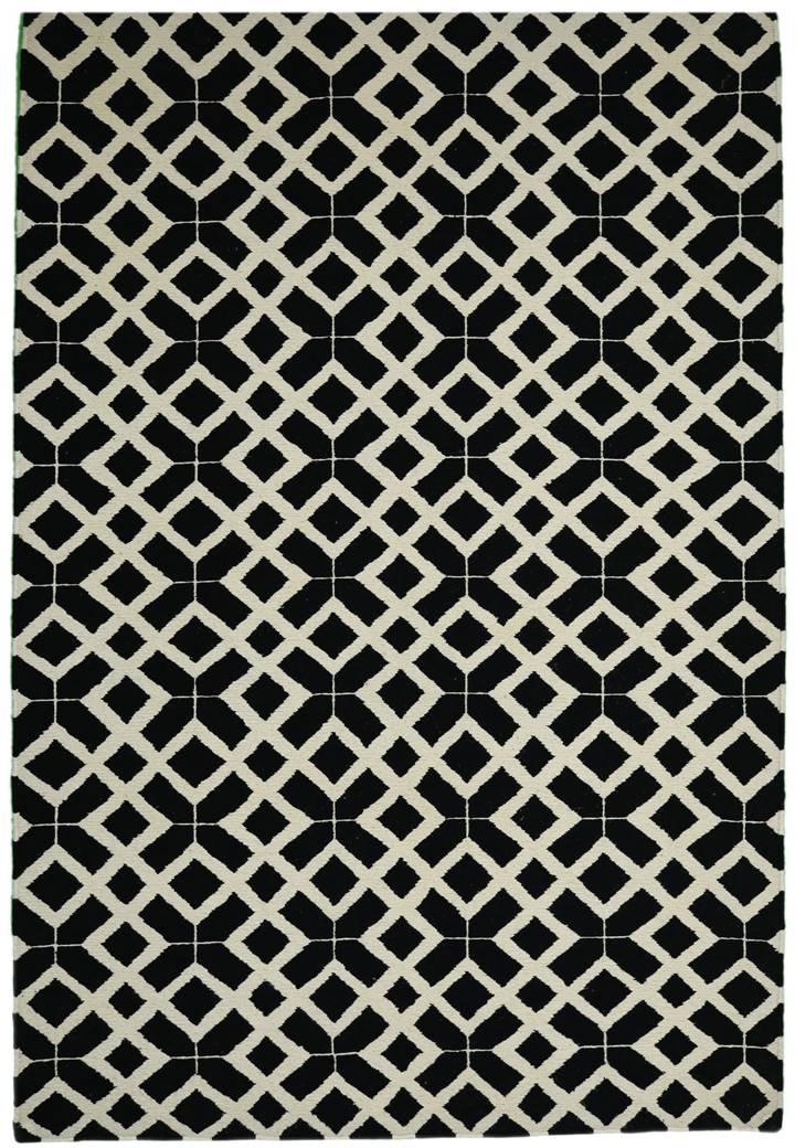 Woolen Handmade Sumak - Tex Black & White – Cotton Flatweave handmade carpet by Ajaypee Carpets