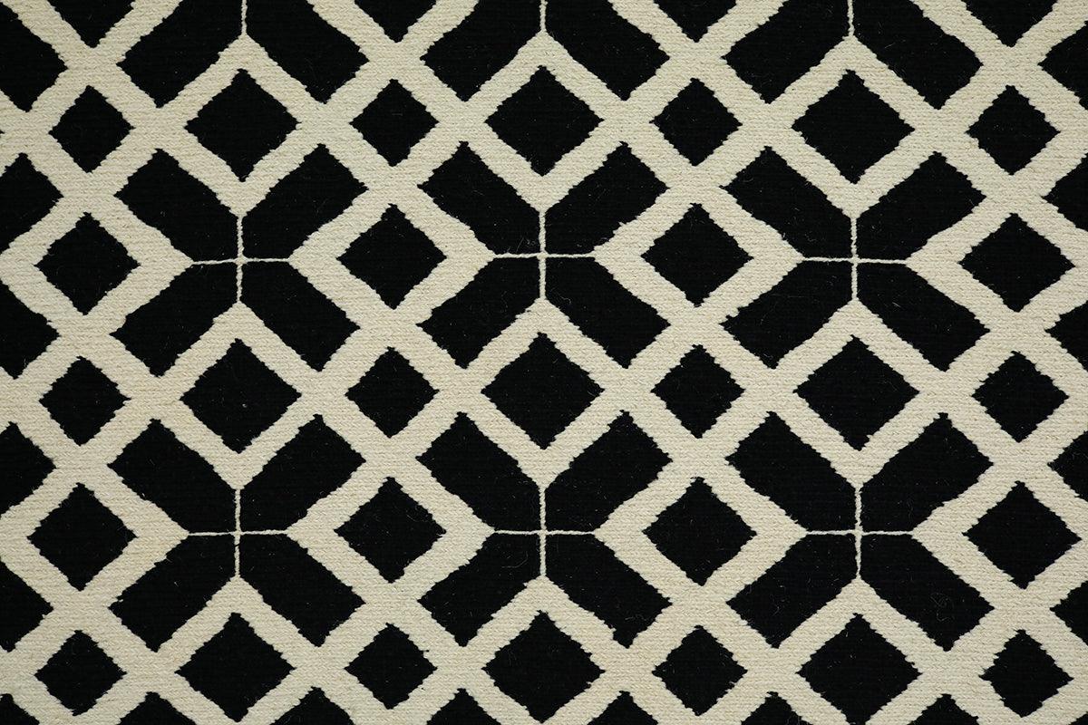 Woolen Handmade Sumak - Tex Black & White - Cotton - Flatweave - Ajaypee Carpets (Thumbnail 2)