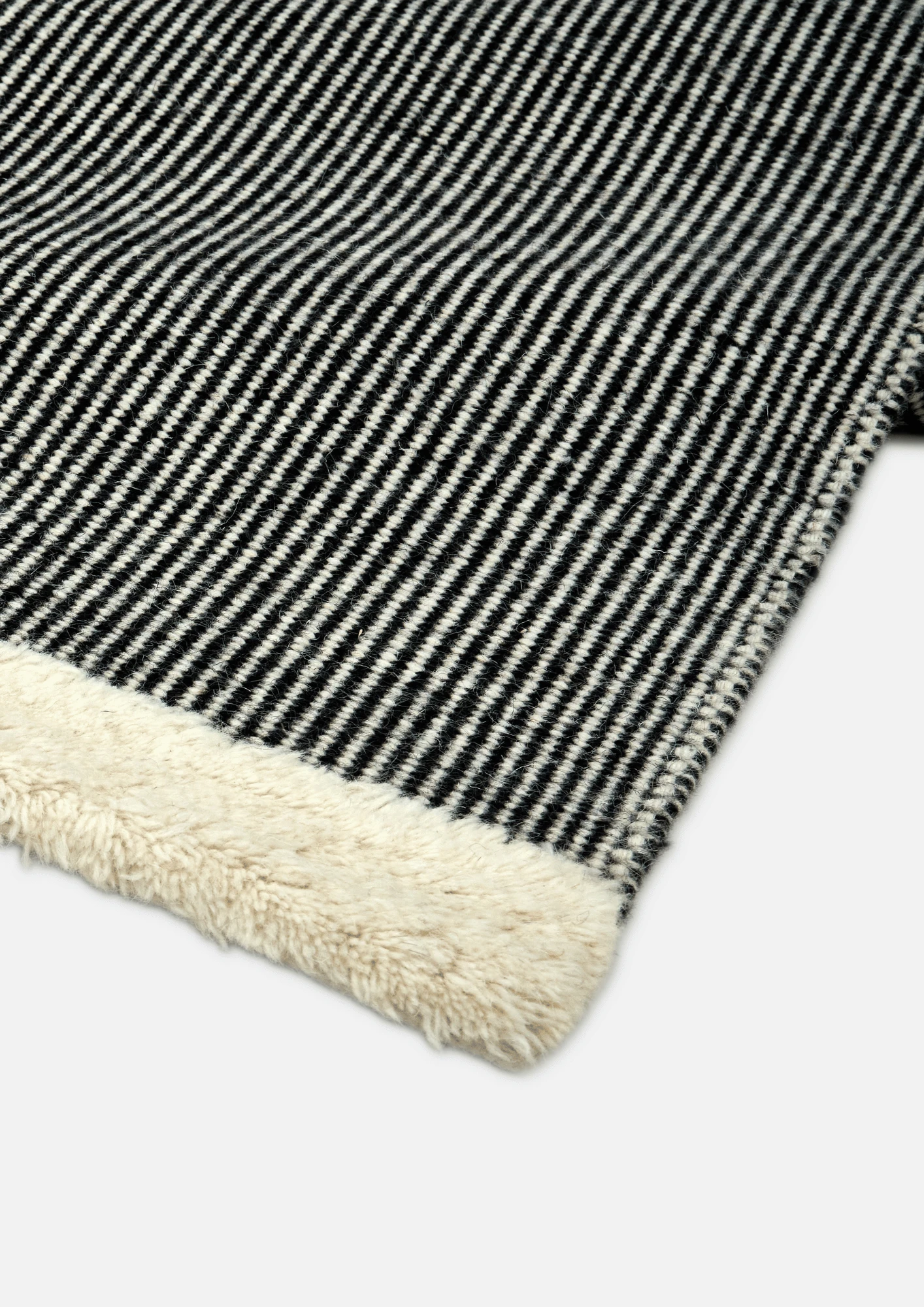 Woolen HandWoven Dhurrie - Beehive Black & White - Wool - Dhurrie - Ajaypee Carpets (Thumbnail 2)