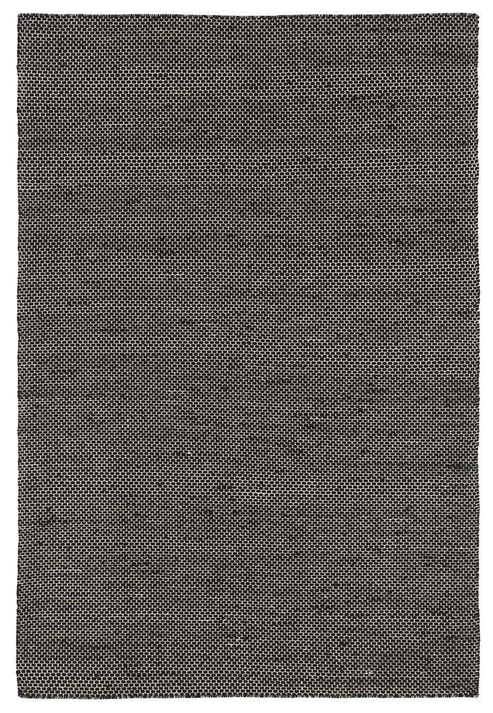 Woolen Handwoven Dhurry : Gage Black – Cotton Flatweave handmade carpet by Ajaypee Carpets