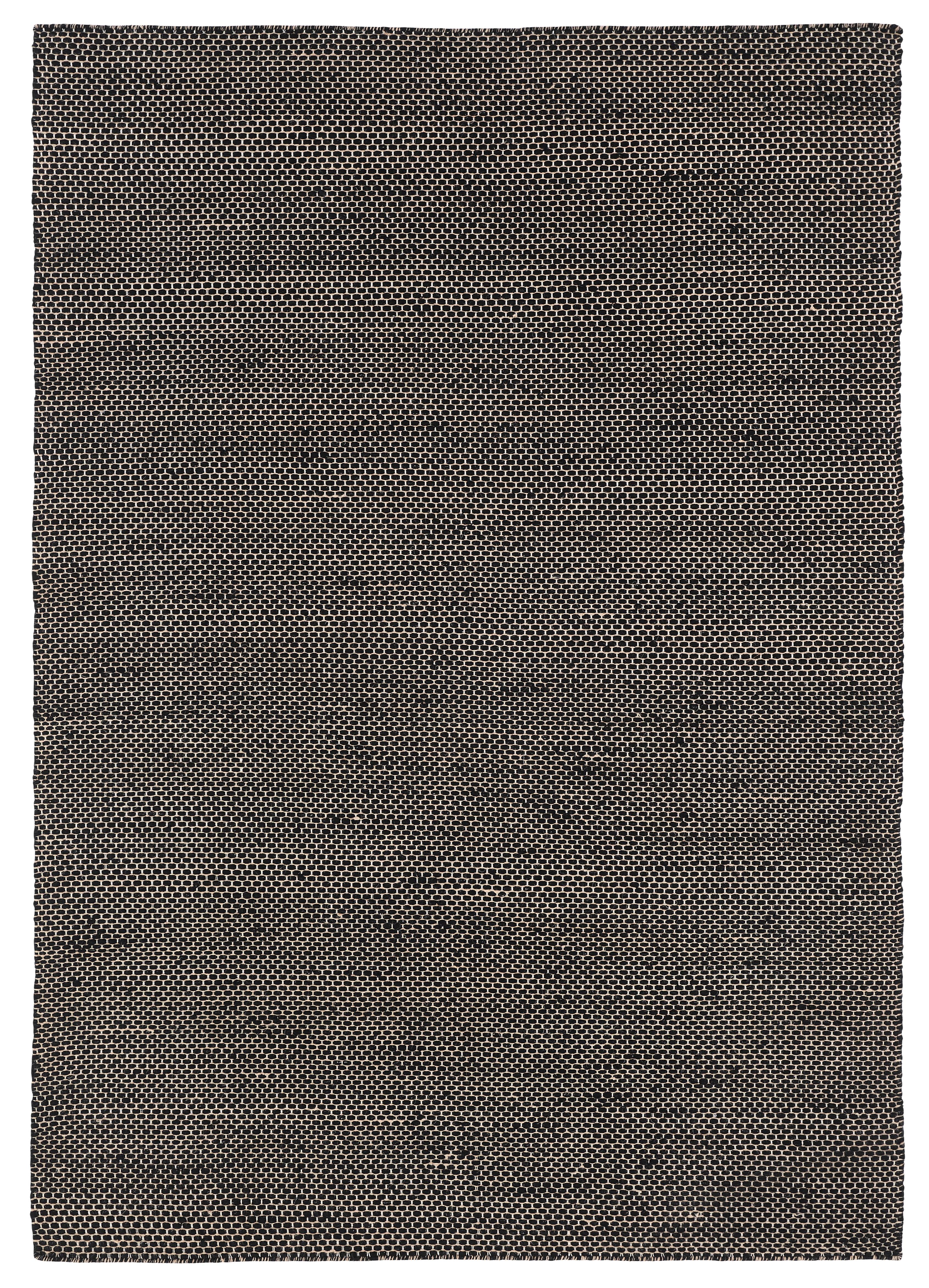 Woolen Handwoven Dhurry : Gage Black - Cotton - Flatweave - Ajaypee Carpets (Thumbnail 3)