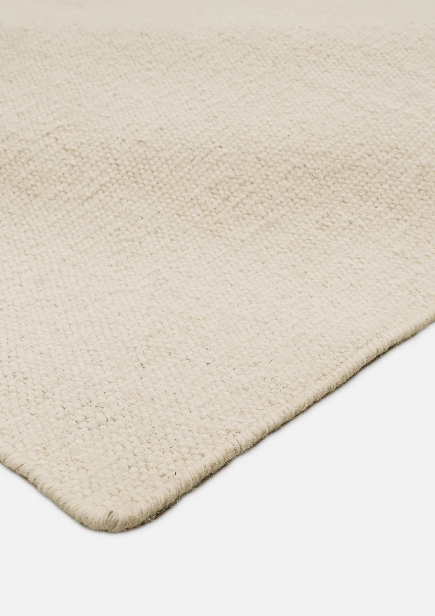 Woolen Handwoven Dhurry Plain White - Cotton - Hand Woven - Ajaypee Carpets (Thumbnail 2)