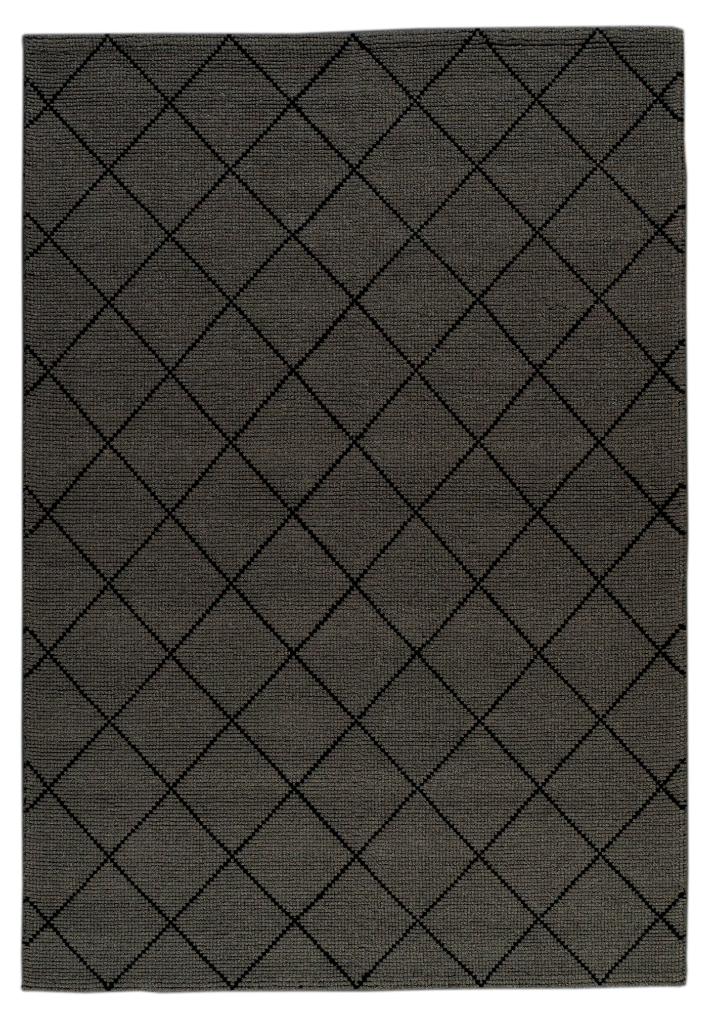 Woolen Handwoven Rug CharcoalGrid - Cotton - Hand Woven - Ajaypee Carpets (View 1)