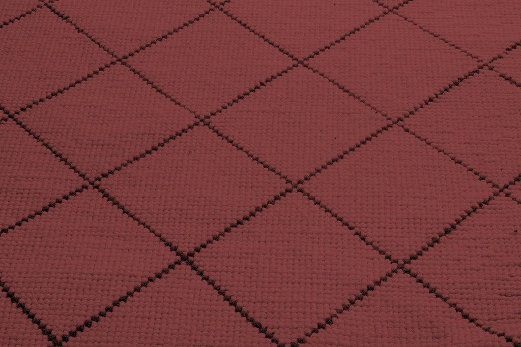 Woolen Handwoven Rug Loop Beni Maroon - Cotton - Flatweave - Ajaypee Carpets (Thumbnail 2)