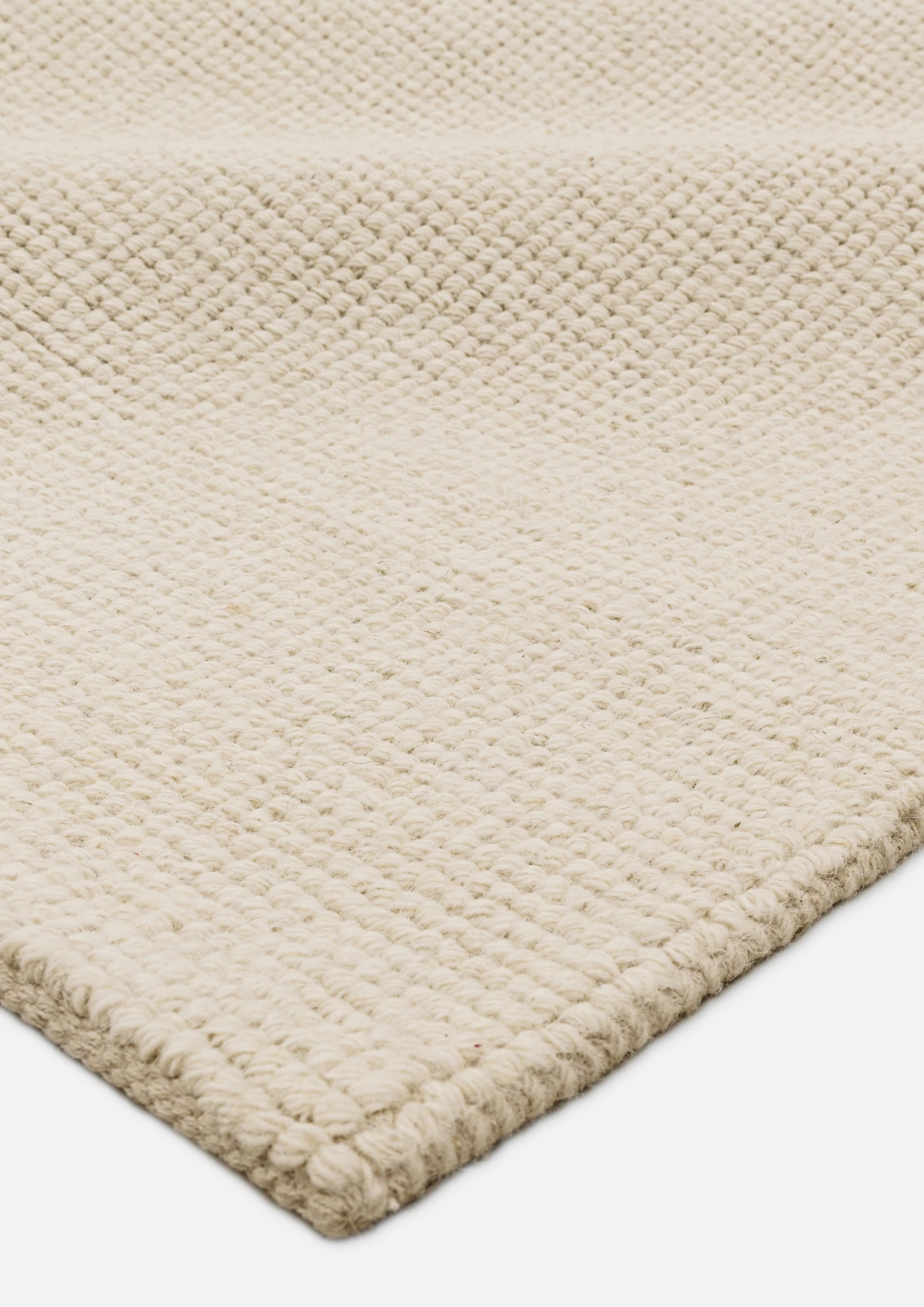 Woolen Handwoven Rug Loop White - Cotton - Hand Woven - Ajaypee Carpets (Thumbnail 2)