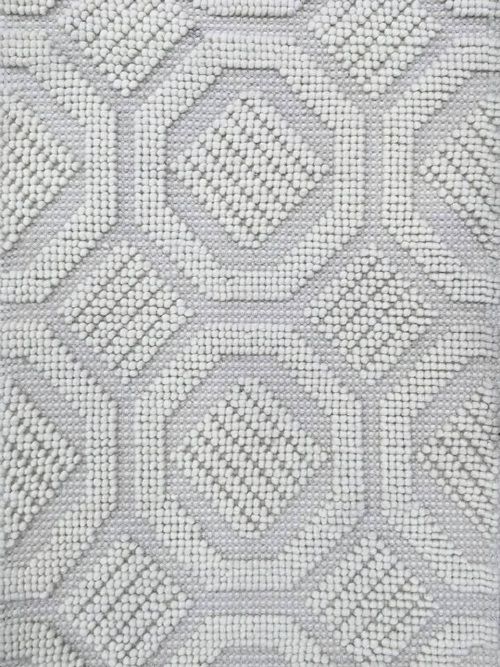 Woolen Handwoven Rug White 10C Loop Design - Cotton - Flatweave - Ajaypee Carpets (Thumbnail 3)
