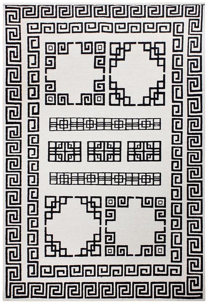 Woolen Sumak - Black /White – Cotton Flatweave handmade carpet by Ajaypee Carpets