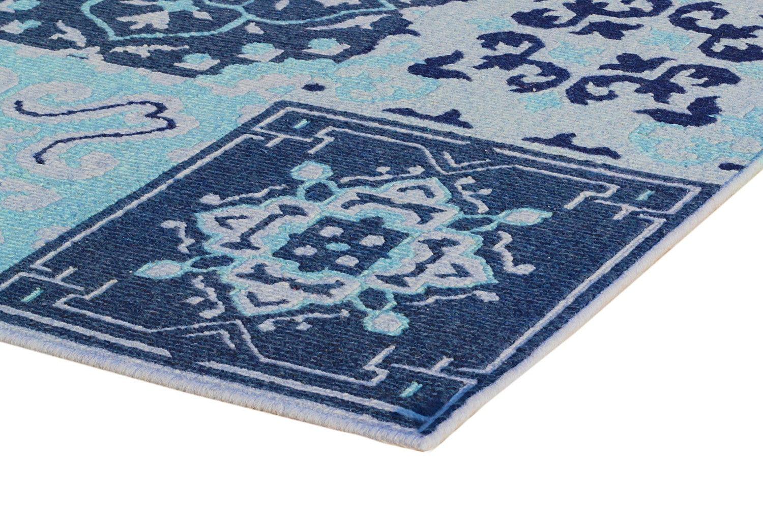Woolen Sumak- Persian Blue - Cotton - Flatweave - Ajaypee Carpets (Thumbnail 3)