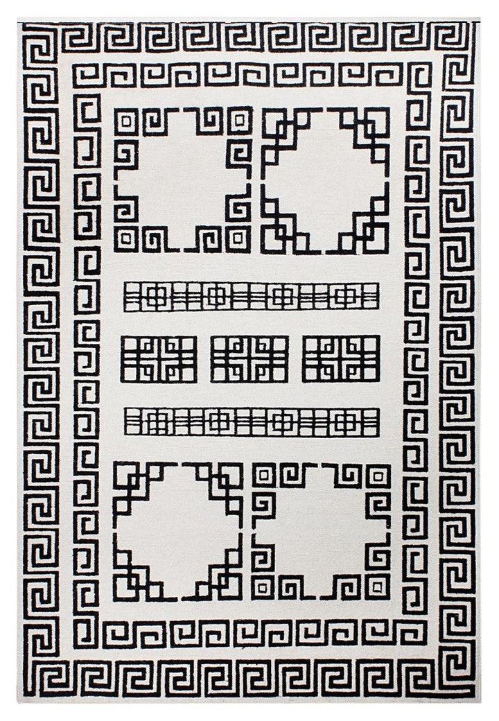 Woolen Sumak: Black /White – Cotton Flatweave handmade carpet by Ajaypee Carpets