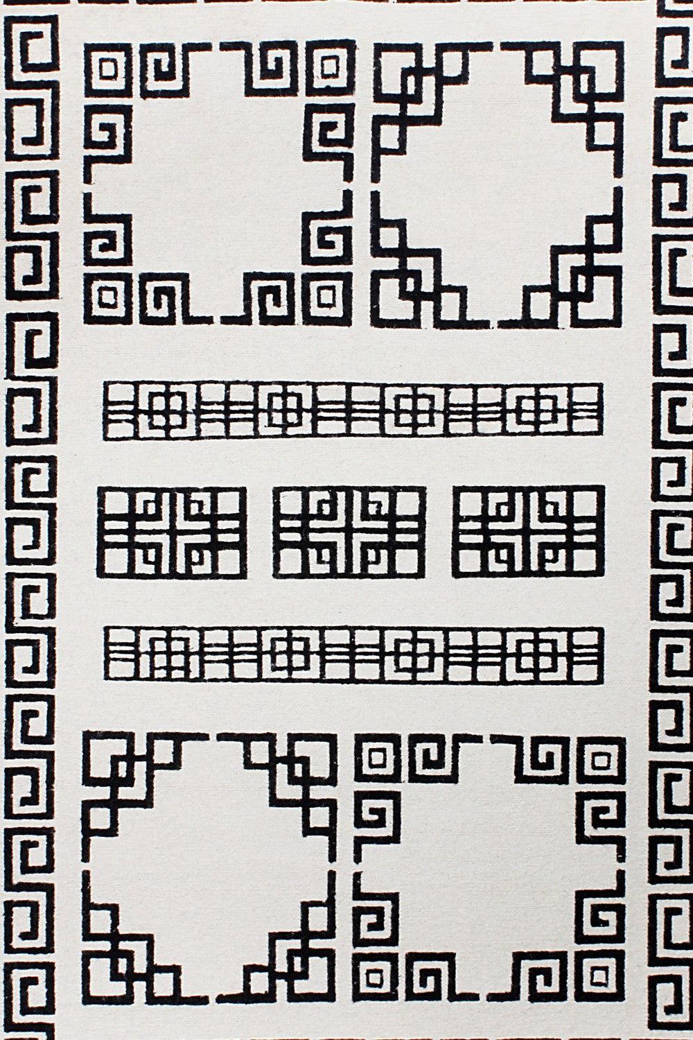 Woolen Sumak: Black /White - Cotton - Flatweave - Ajaypee Carpets (Thumbnail 2)