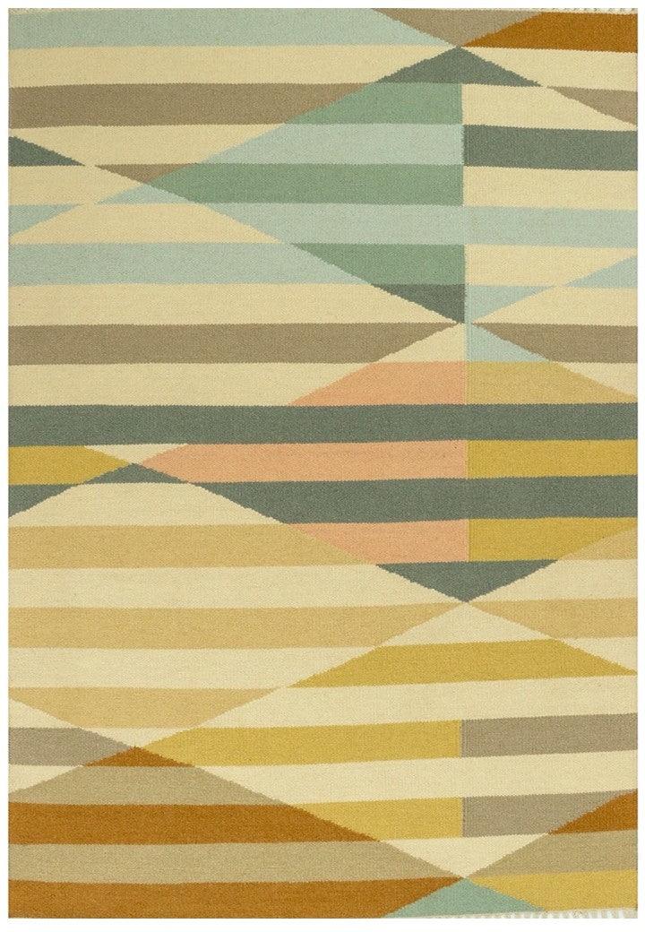 Woollen Hand Dhurry  Colour Diamond Stripe – Cotton Flatweave handmade carpet by Ajaypee Carpets