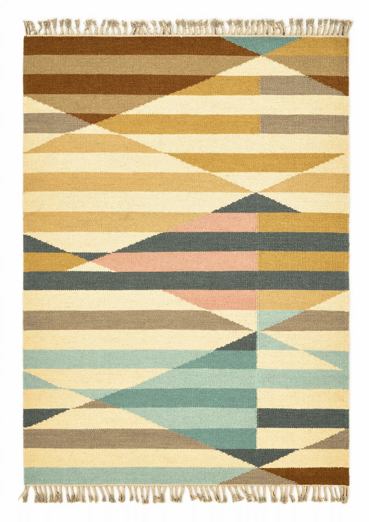Woollen Hand Dhurry: Colour Diamond Stripe – Cotton Flatweave handmade carpet by Ajaypee Carpets