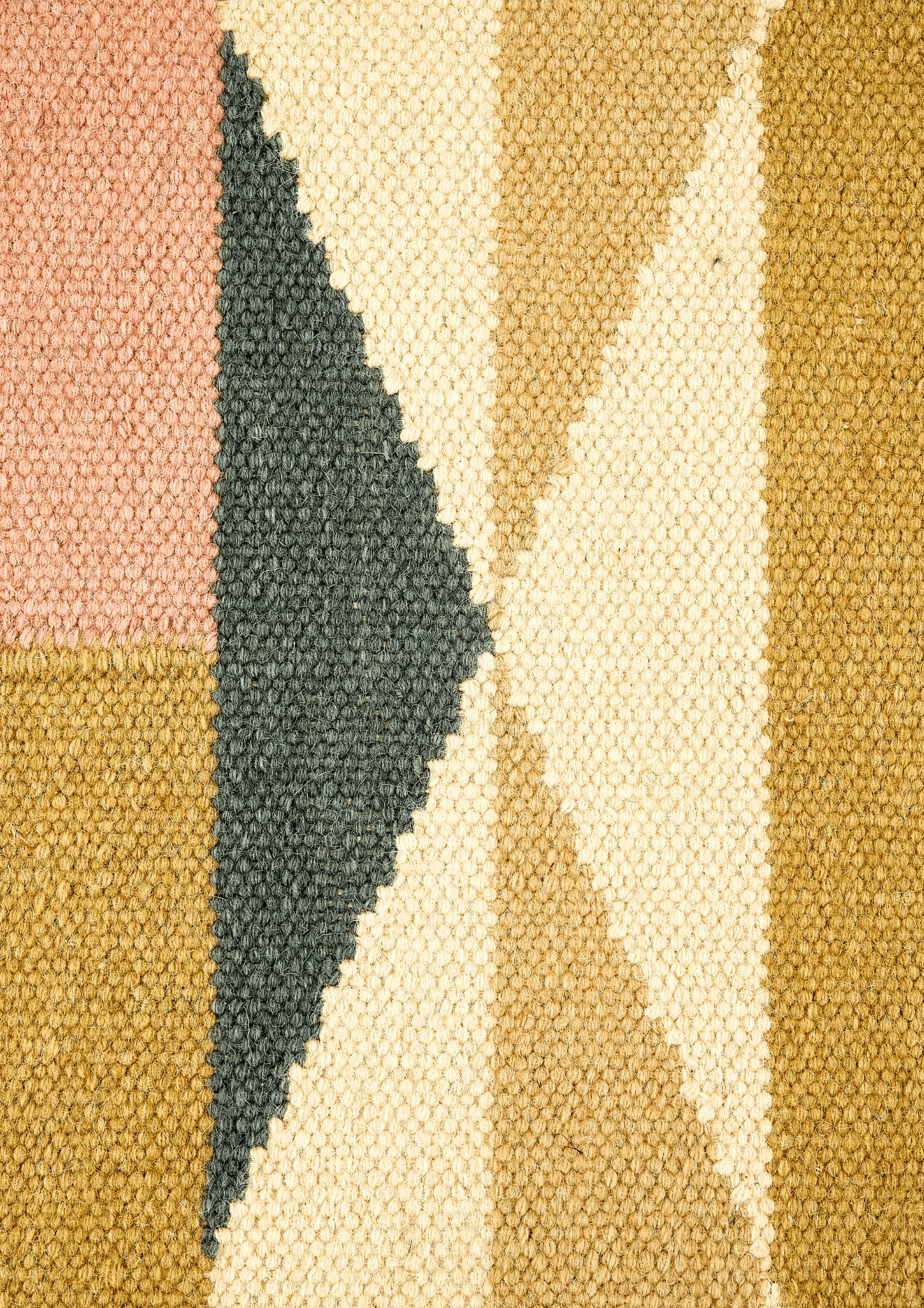 Woollen Hand Dhurry: Colour Diamond Stripe - Cotton - Flatweave - Ajaypee Carpets (Thumbnail 2)