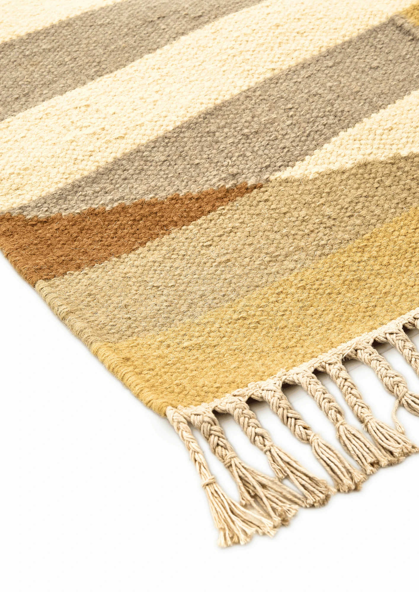 Woollen Hand Dhurry: Colour Diamond Stripe - Cotton - Flatweave - Ajaypee Carpets (Thumbnail 3)