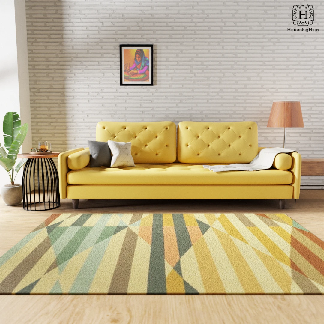 Woollen Hand Dhurry  Colour Diamond Stripe - Cotton - Flatweave - Ajaypee Carpets (Thumbnail 2)