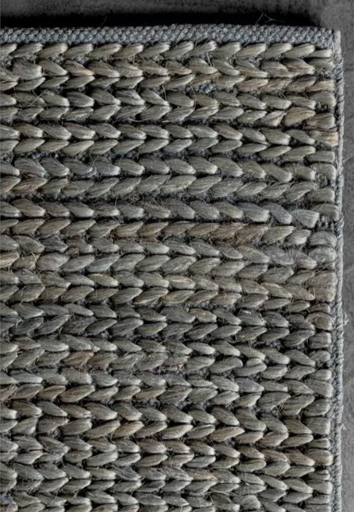 Hemp HandWoven Rug Grey Braided Pony
