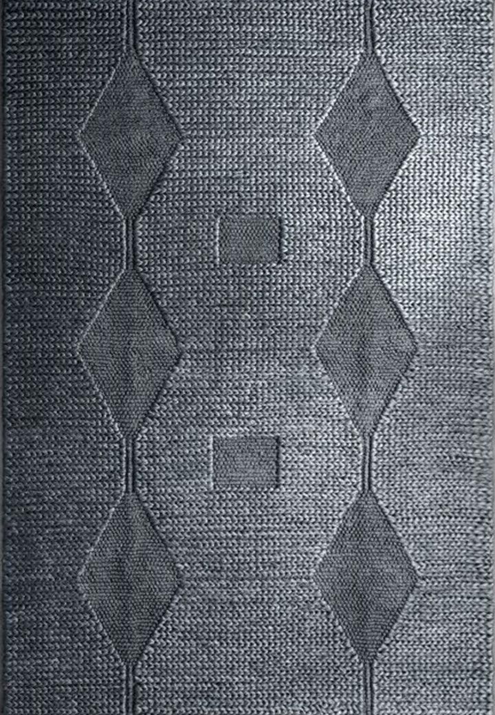 Hemp Hand Woven Rug   Knot & Loop Diamond Grey