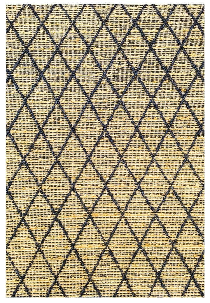 Hemp Hand Woven Rug: Blue Diamond Loop