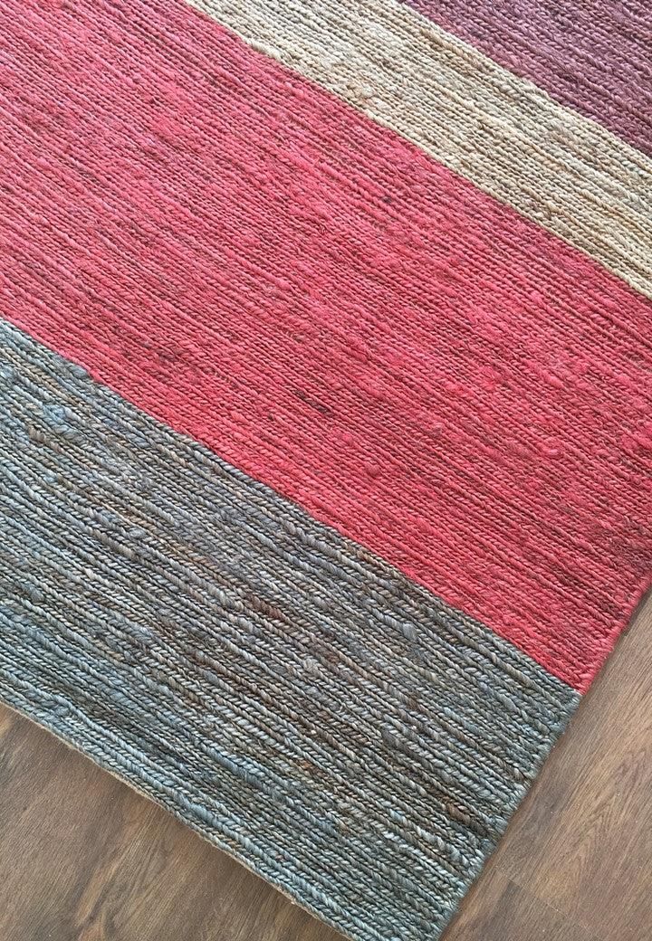 Hemp HandWoven Rug    Multi Braided Stripe