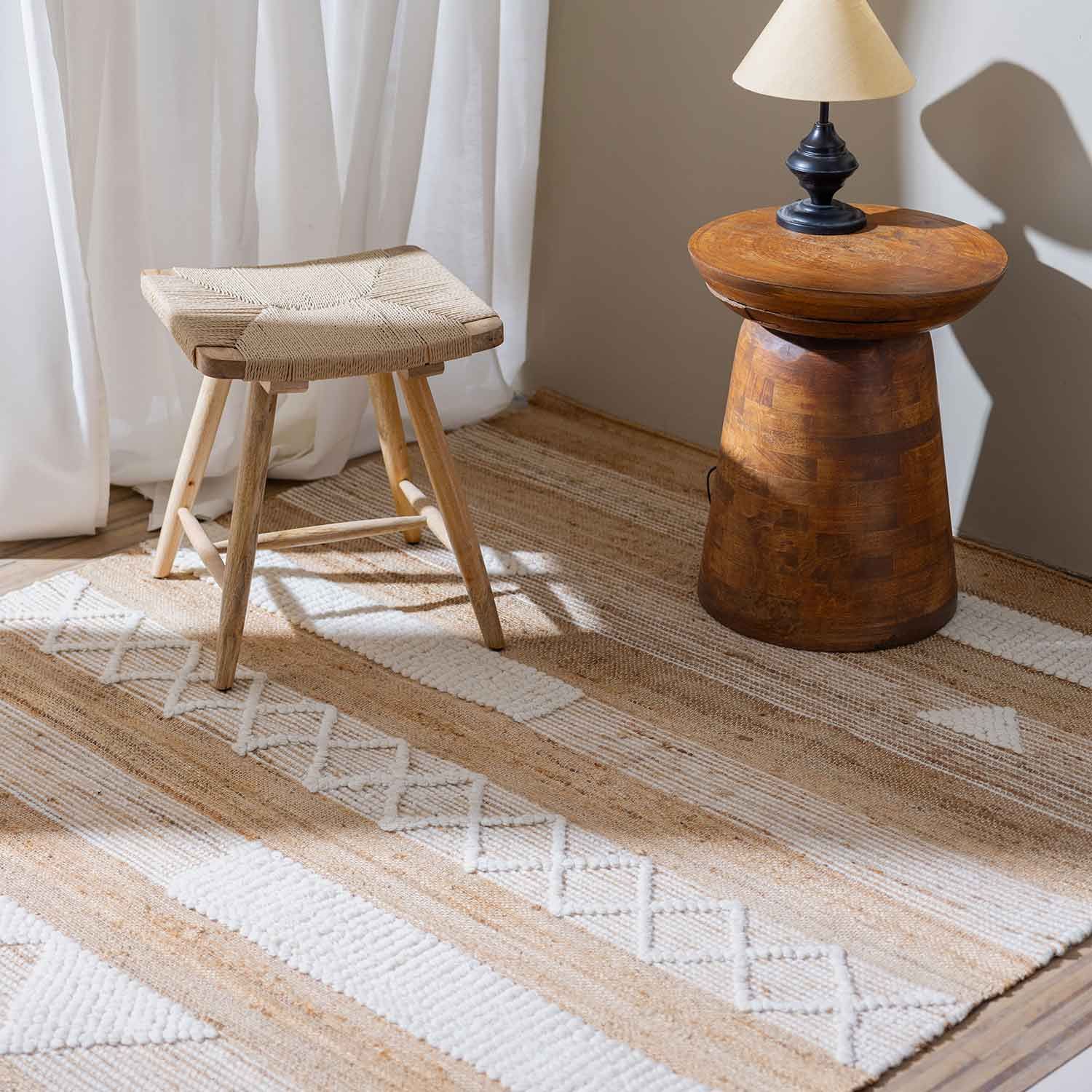 Cave Flat Weave Jute & Wool Dhurrie handmade carpet