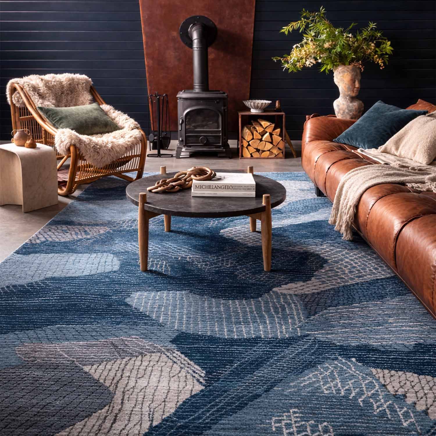 Hibbah Hand Tufted Woollen And Viscose Rug handmade carpet